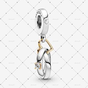 Pandora Two-tone Wedding Rings Dangle Charm|Two-tone